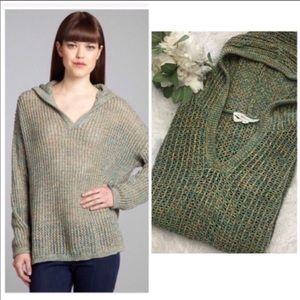 BCBGeneration moss color open knit hooded sweater